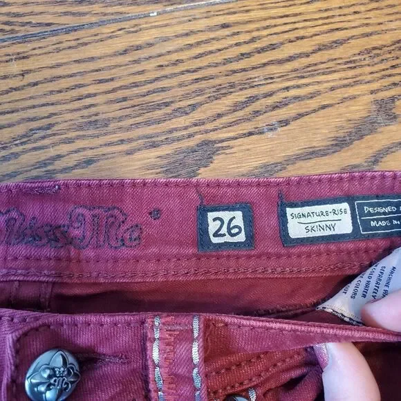 Miss Me skinny cabernet blingy jeans size 26 - Picture 4 of 5